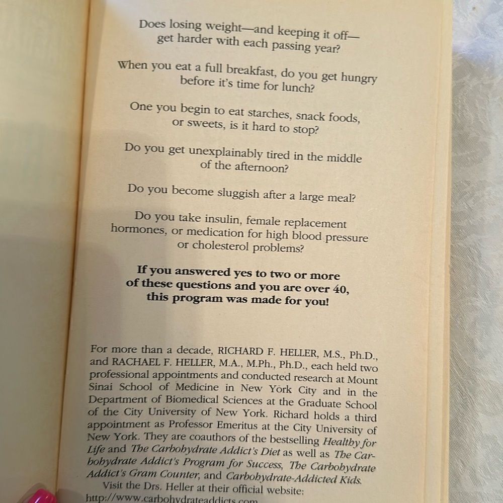 Cookbook Paperback Carbohydrate Addict’s Lifespan Program  Heller - Picture 6 of 12